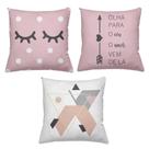 Kit 3 Capas De Almofadas Decorativas 45x45cm Estampa CéuRosa Kit 3 Capas De Almofadas Decorativas 45x45cm Estampa CéuRosa