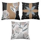 Kit 3 Capas De Almofadas Decorativas 45x45cm Estampa Floral Black