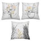 Kit 3 Capas De Almofadas Decorativas 45x45cm Estampa Hibisco