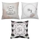 Kit 3 Capas De Almofadas Decorativas 45x45cm Estampa Paz e Fé Kit 3 Capas De Almofadas Decorativas 45x45cm Estampa Paz e Fé