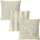 Kit 3 Capas de Almofadas Luxo Medalhão, Listrado e Geométrico Dourado e Branco 45x45cm Kit 3 Capas de Almofadas Luxo Medalhão, Listrado e Geométrico Dourado e Branco 45x45cm