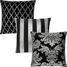 Kit 3 Capas de Almofadas Luxo Preto com Prata 45x45cm