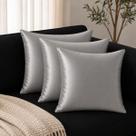 Kit 3 Capas de Almofadas Suede 45 x 45 com Zíper Veludo Liso Premium Prata