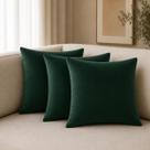 Kit 3 Capas de Almofadas Suede 45 x 45 com Zíper Veludo Liso Premium Verde