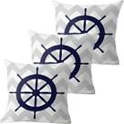 Kit 3 Capas De Almofadas Timão Azul Navegação Marítima