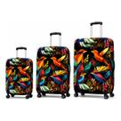 Kit 3 Capas De Mala Bagagem Viagem Travel Passaros Tropical Estampa Premium Luxo P M G Protetora Top