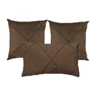 Kit 3 Capas para Almofada Drapeada Veludo Quadradas e Retangular Com Enchimento