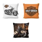 Kit 3 Capas para Almofadas Harley Davidson Decorativas Geométricas Para Sofá 40x40 Novadecora