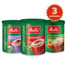 Kit 3 Cappuccinos Melitta 200g cada Tradicional + Doce de Leite + Chocolate com Avelã