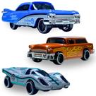 Kit 3 Carrinhos De Metal Colecionável Miniatura Presente