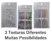 Kit 3 Cartelas de Adesivos Texturas Coloridas e Lindas para Decoração de Unhas Kit 3 Cartelas de Adesivos Texturas Coloridas e Lindas para Decoração de Unhas