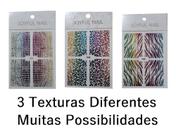 Kit 3 Cartelas de Adesivos Texturas Coloridas e Lindas para Decoração de Unhas