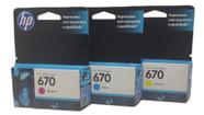 Kit 3 cartucho de tinta 670 color original hp 4615 4625 5525 Kit 3 cartucho de tinta 670 color original hp 4615 4625 5525