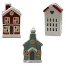 Kit 3 Casinhas Vila Natalina Xmas 6x6x11cm