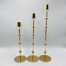 Kit 3 castiçais Metal Bolas - Dourado