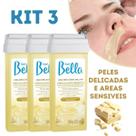 Kit 3 Cera Depilatória Depil Bella Roll-On Chocolate Branco 100gr
