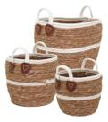 Kit 3 cesta cachepô decorativa organizadora multiuso fibra natural