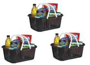 Kit 3 Cesta Cestinha Supermercado Plástico Alça Compras Lojas Pequena Empilhável Organizadora