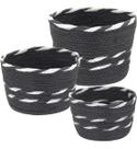 Kit 3 cesta decorativa organizadora multiuso sawalli fibra preto Kit 3 cesta decorativa organizadora multiuso sawalli fibra preto