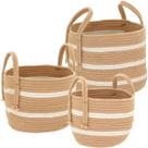 Kit 3 cesta organizadora multiuso singara tecido bege planta