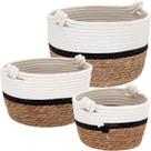 Kit 3 cestas decorativa organizadora fibra branco cachepô