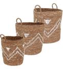 Kit 3 cestas decorativa organizadora multiuso fibra natural cachepô