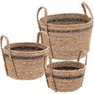 Kit 3 cestas organizadora decorativa cachepô fibra natural marrombuana