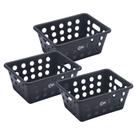 Kit 3 Cestas Organizadoras Pequenas Coza One Brinox Polipropileno 18x14x8cm Preto