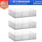Kit 3 Cesto Caixa Organizadora Acrilico Empilhavel Armário Organização de Casa Lavanderia