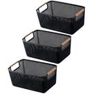 Kit 3 Cesto De Armazenamento Decoração De Cesta Multiuso 32x20cm Preto Kit 3 Cesto De Armazenamento Decoração De Cesta Multiuso 32x20cm Preto