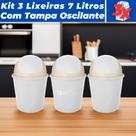 Kit 3 Cesto De Lixo Lixeira c/ Tampa Basculante 7L de 37cm Kit 3 Cesto De Lixo Lixeira c/ Tampa Basculante 7L de 37cm
