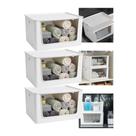 Kit 3 Cesto Flow Abertura Frontal 16l Empilhável Multiuso Branco