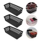 Kit 3 Cesto Organizador Extra Comprido 37 x 16,5 x 9 cm Multiuso Branco Preto Rosa Transparente