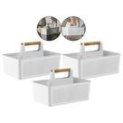 Kit 3 Cesto Organizador Multiuso Alça Bambu 8L Lavanderia Branco Kit 3 Cesto Organizador Multiuso Alça Bambu 8L Lavanderia Branco