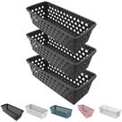Kit 3 Cesto Organizador Multiuso Decorativo Pequeno Comprido p/ Gaveta Armário 28x11 cm