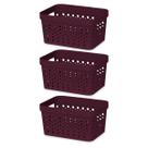 KIT 3 Cesto Organizador Trama Rattan Sem Tampa 2L Retangular