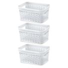 KIT 3 Cesto Organizador Trama Rattan Sem Tampa 2L Retangular