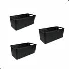 Kit 3 Cestos Caixas Organizadoras Multiuso Juta Cor Preto