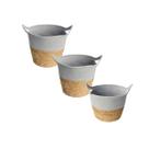 Kit 3 Cestos De Fibra Natural Algodao C/alça Tamanhos Cinza