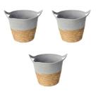 Kit 3 Cestos De Fibra Natural E Algodao C/alca 33x28cm Cinza Kit 3 Cestos De Fibra Natural E Algodao C/alca 33x28cm Cinza
