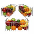 Kit 3 Cestos Multiuso Fruteira de Parede Aramado para Cozinha Lavanderia N2 25x11cm Cromado Kit 3 Cestos Multiuso Fruteira de Parede Aramado para Cozinha Lavanderia N2 25x11cm Cromado