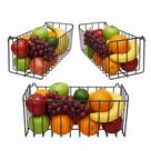 Kit 3 Cestos Multiuso Fruteira de Parede Aramado para Cozinha Lavanderia N2 25x11cm Preto