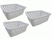 Kit 3 Cestos Multiuso Pequeno Branco 12x6x16cm PP Uninjet