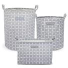 Kit 3 Cestos Multiuso Tecido 43l, 25l E 23l Cinza Listrado