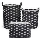 Kit 3 Cestos Multiuso Tecido 43l, 25l E 23l Preto Riscas