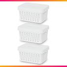 Kit 3 Cestos Organizador c/ Tampa Trama Rattan 2L Usual