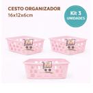 Kit 3 Cestos Organizador Multiuso 16x12x6cm Decorativo Resistente - Kit 3 Cestos Organizador Multiuso 16x12x6cm Decorativo Resistente -