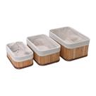 Kit 3 cestos organizadores bambu multiuso , mdf e poliester