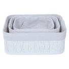 Kit 3 Cestos Organizadores De Bambu Branco