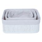 Kit 3 Cestos Organizadores de Bambu Branco Resistente e Durável Design Elegante Natural Ideal para Organização Banheiro